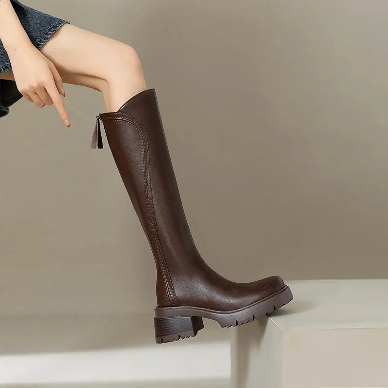 Vintage Winter High Boots For Ladies With Platform And Plush Sole_voghion.com