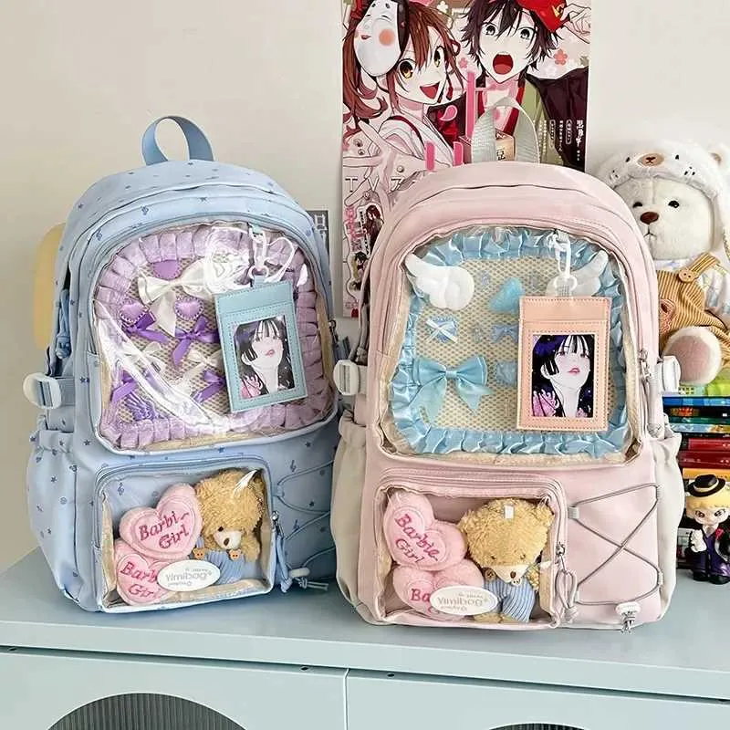 New Fashion Large Capacity Clear Window Doll Show Backpacks Harajuku ...