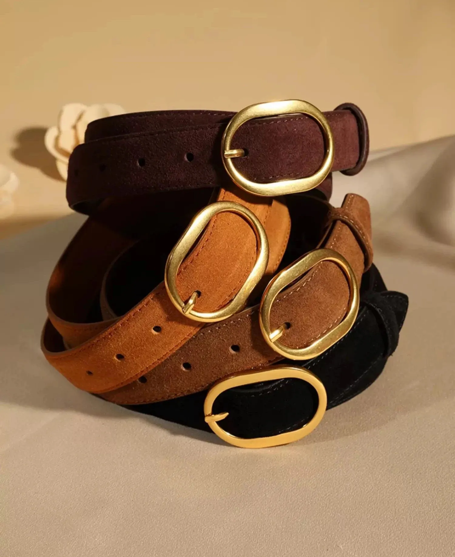 2 Cinture Donna In Pelle Regolabili - Sottili E Strette, Colori Oro E Nero - Accessorio Moda Classico Per Jeans E Abiti - 2