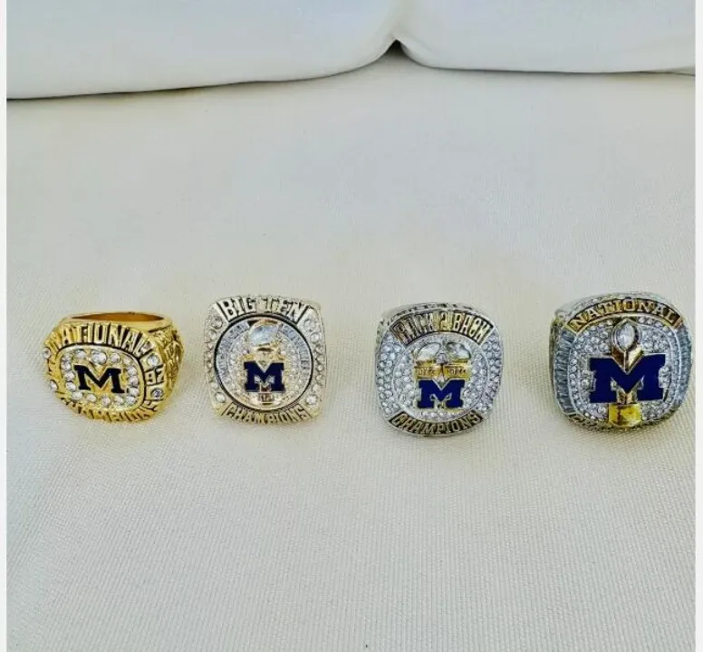 Michigan Wolverines Rings Michigan Wolverines Mens Championship Ring 18K Gold Plated Alloy, White ...