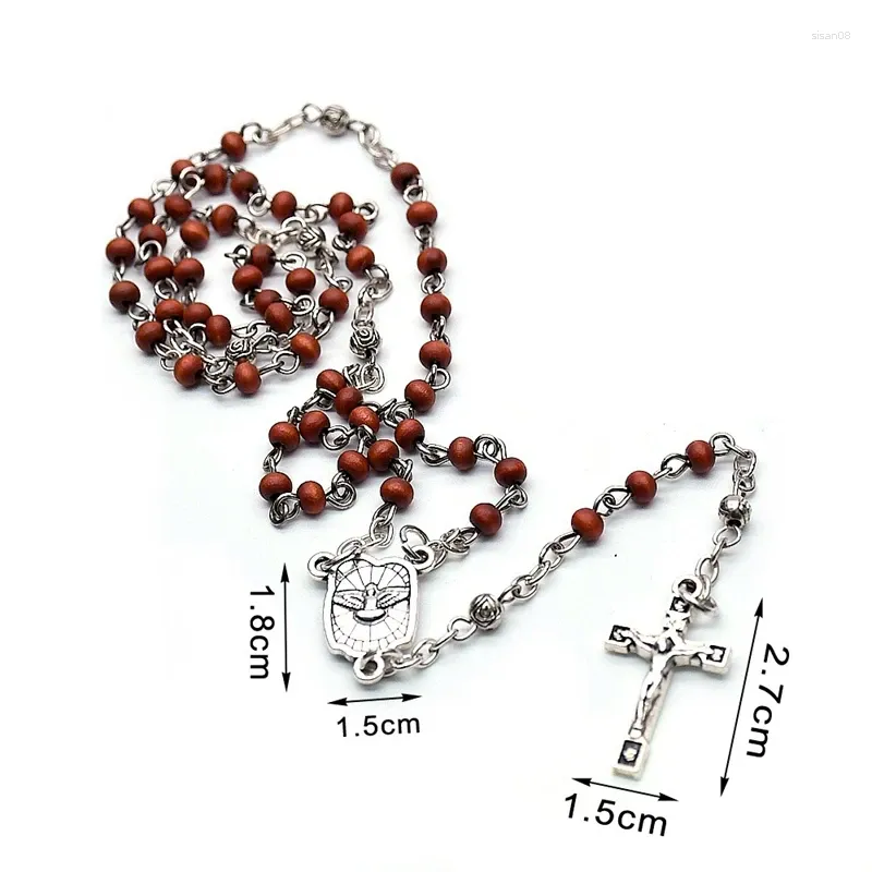 Collana rosario con catene, cuore e croce