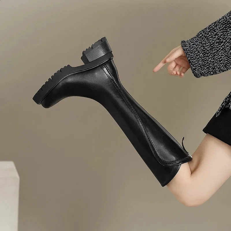 Vintage Winter High Boots For Ladies With Platform And Plush Sole_voghion.com