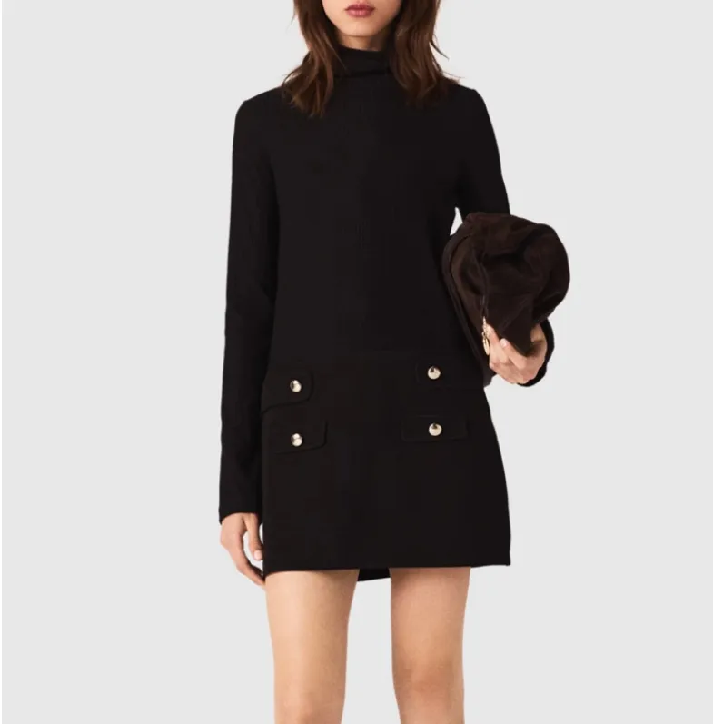 Womens Black Turtleneck Knitted Spliced A Line... From Nicole_xiao1989, Rs.6,493.26 In Bulk | DHgate.Com Womens Black Turtleneck Knitted Spliced A Line... From Nicole_xiao1989, Rs.6,493.26 In Bulk | DHgate.Com