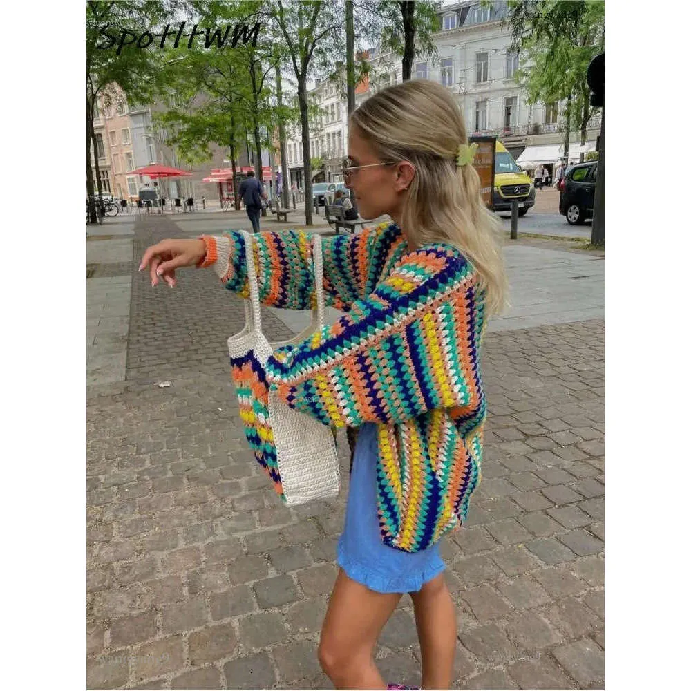 Veste Cardigan à Rayures Femme ARA Vintage Années 1970 - Taille 44, Tricot Acrylique Et Laine - Très Bon état