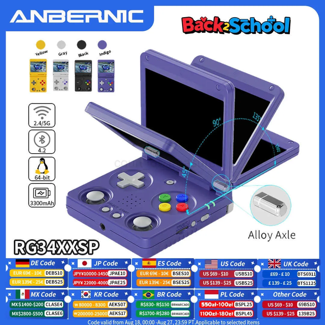대량 Flip Handheld Linux Game Console Anbernic RG34XXSP 플립 휴대용 게임 콘솔 34인치 IPS  스크린 리눅스 64비트 3300mAh WIFI 접이식 레트로 비디오 게임 플레이어 M251021 구매로 큰 절약 | DHgate에서의  ...
