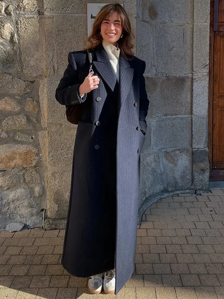Manteau Trench Mi-long Femme 2025 - Croisé, Revers Cranté, Pour Automne/hiver, Style Décontracté Chic