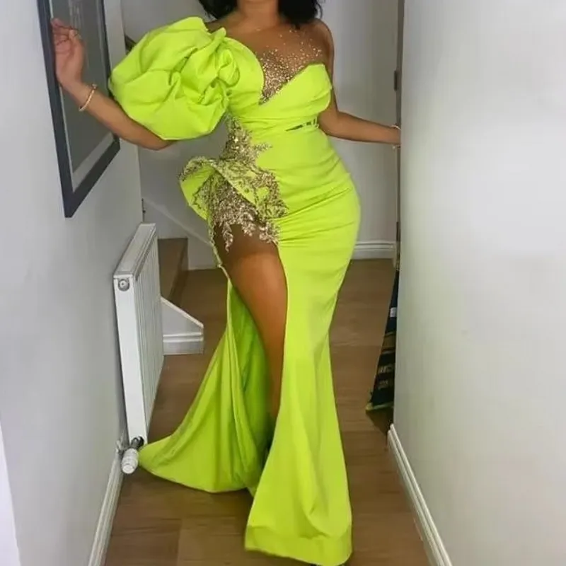 green trumpet prom dress Long Mermaid Silhouette Jewel Neckline Sweep Train Lg0518 from Dhgate Prom Dresses Womens Shoes