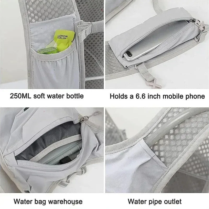 Gilet D’hydratation De Running – Léger, Nylon, Poche Téléphone, Bretelles Ajustables – Pour Trail, Rando, Vélo – Homme/femme