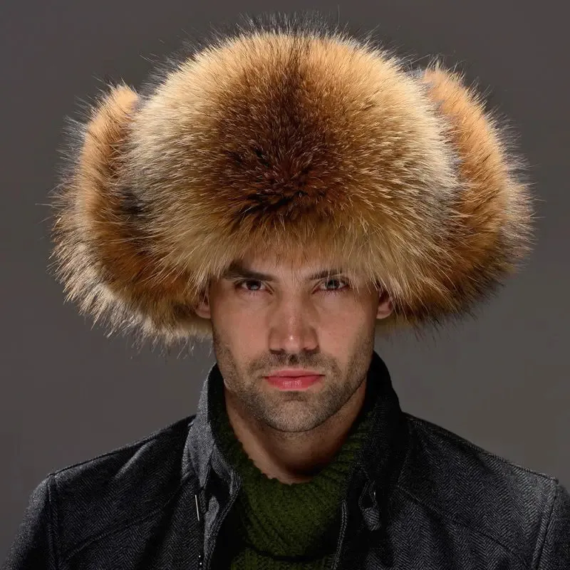 Winter Mens Brown Fox Fur Highend Elegant Warm Soft Not Wool  display picture 3