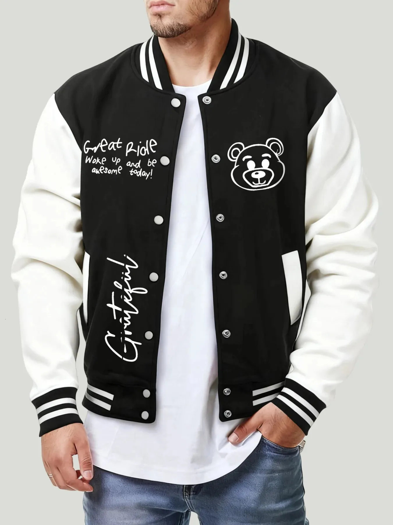 Gentle Little Bear Stampa Giacca Da Baseball Moda Maschile