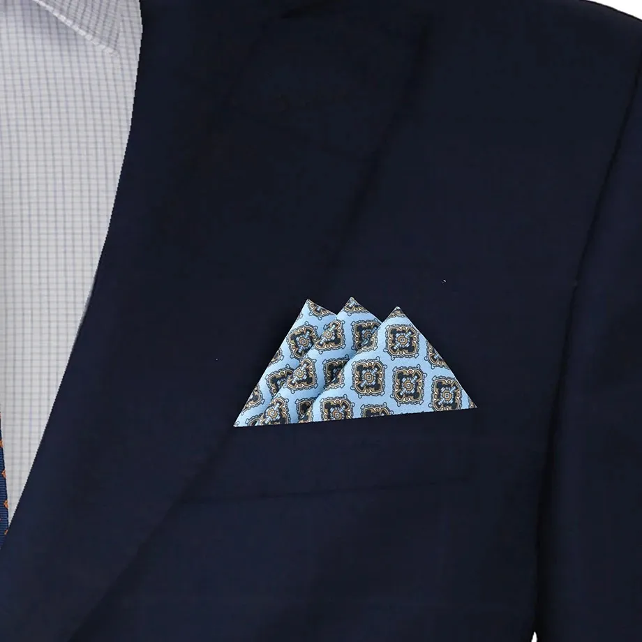 Fazzoletti da uomo blu 100% seta, in italia