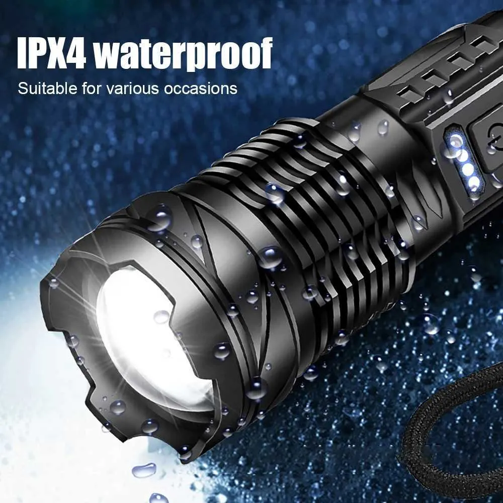 90000lm spotlight handheld t6 led flashlight 18650 rechargeable Super Bright Tactical 6000 High Lumens Spot Light Waterproof Searchlight 10000 USB Power Bank,6 Lights Modes for Home and Outdoor Discover the powerful and rechargeable Super Powerful T6 LED Flashlight Waterproof
