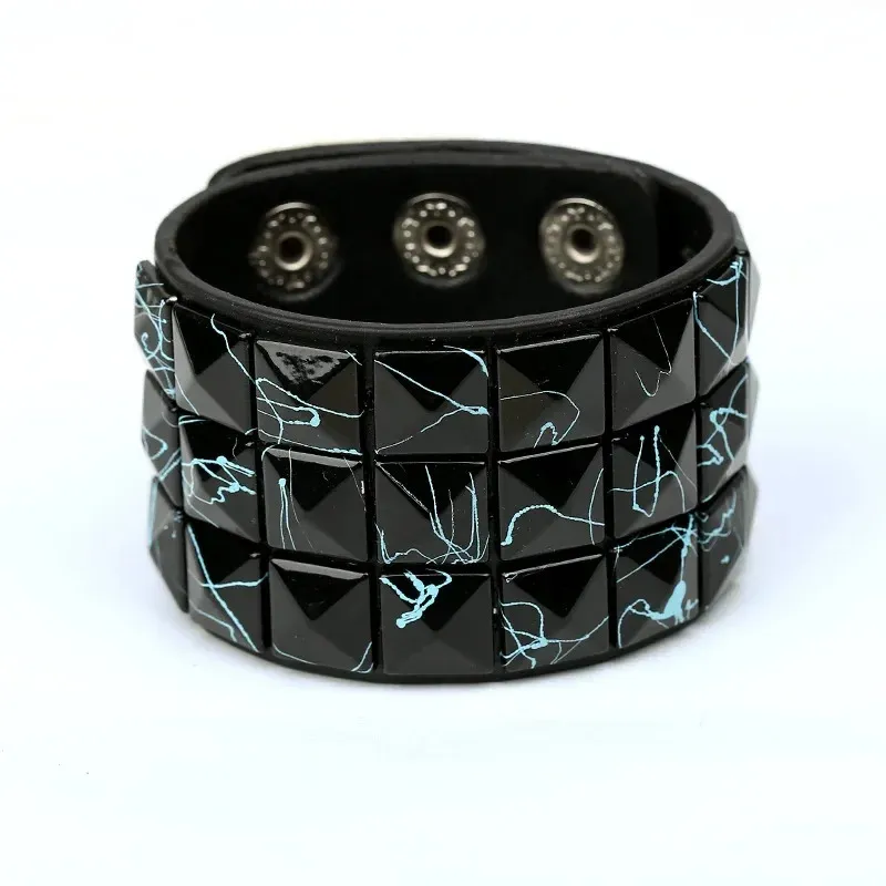 Edgda Bracciale Largo In Pelle PU Con Motivo Punk Rock Floreale - Chiusura Regolabile, 40 Mm Di Larghezza, Regalo Unisex