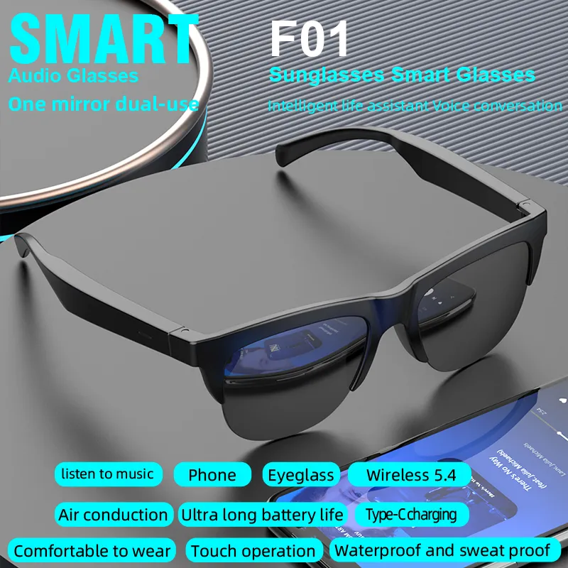 Occhiali Da Sole Smart Con Audio Bluetooth - Polarizzati, Impermeabili IPX4, Controllo Vocale, Per Sport E Vita All'aria Aperta