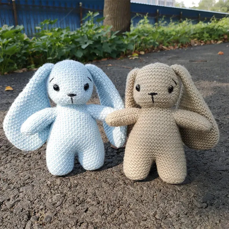 Handmade Knitted Plush Knit Bunny Stuffed Animal Cute Cartoon Stuffed ...