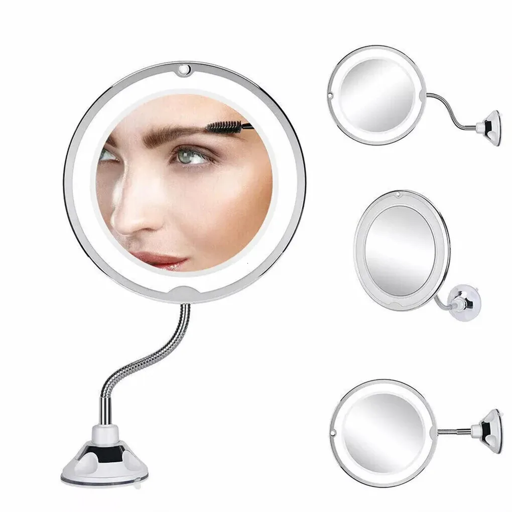 Miroir Maquillage Lumineux Avec LED – Zoom 5x, Pivotant 360°, Lumière Blanche, Sur Piles