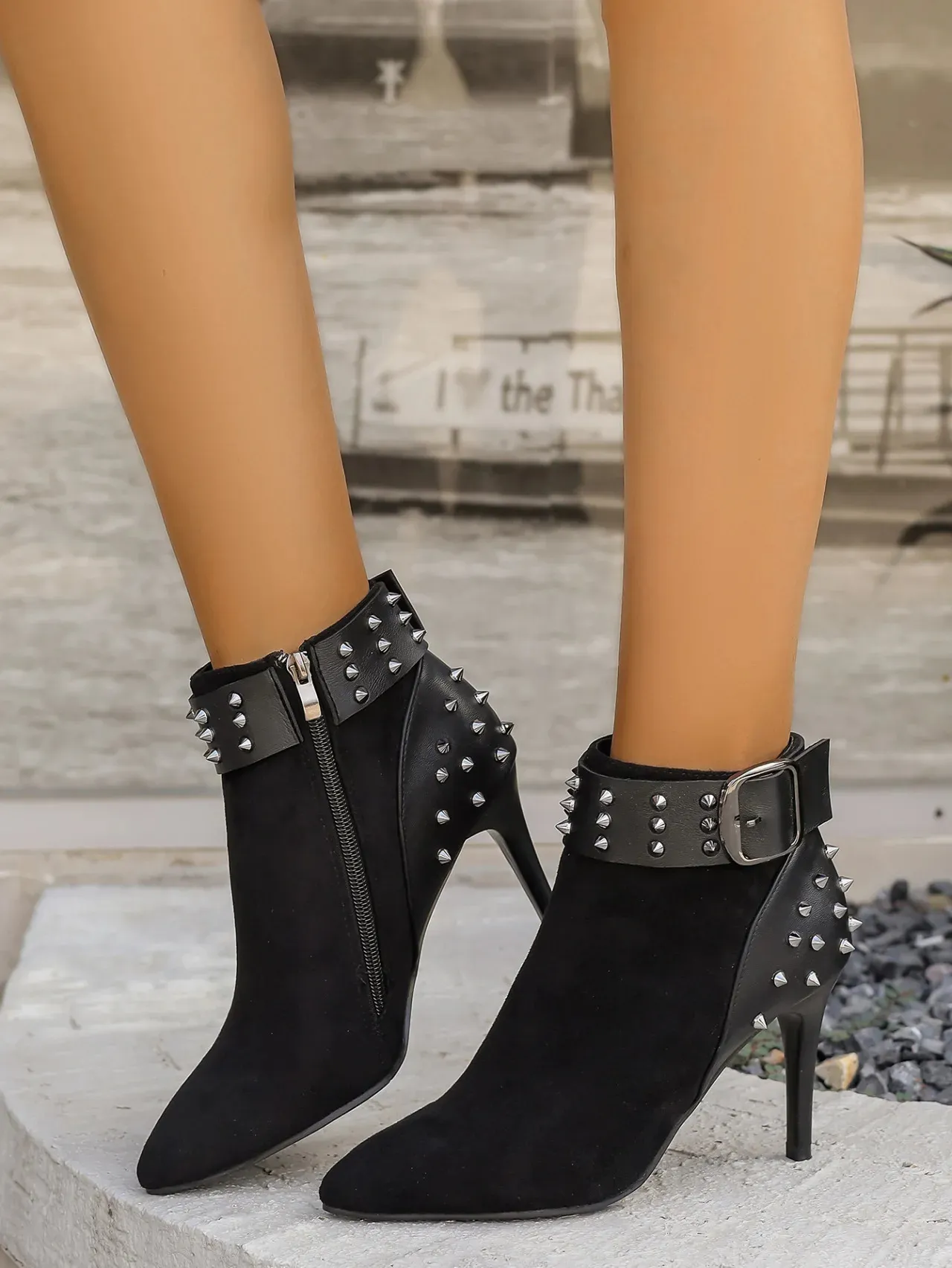 Spitze Stiletto High Heels Stiefeletten Elegant Modisch Schick_voghion.com
