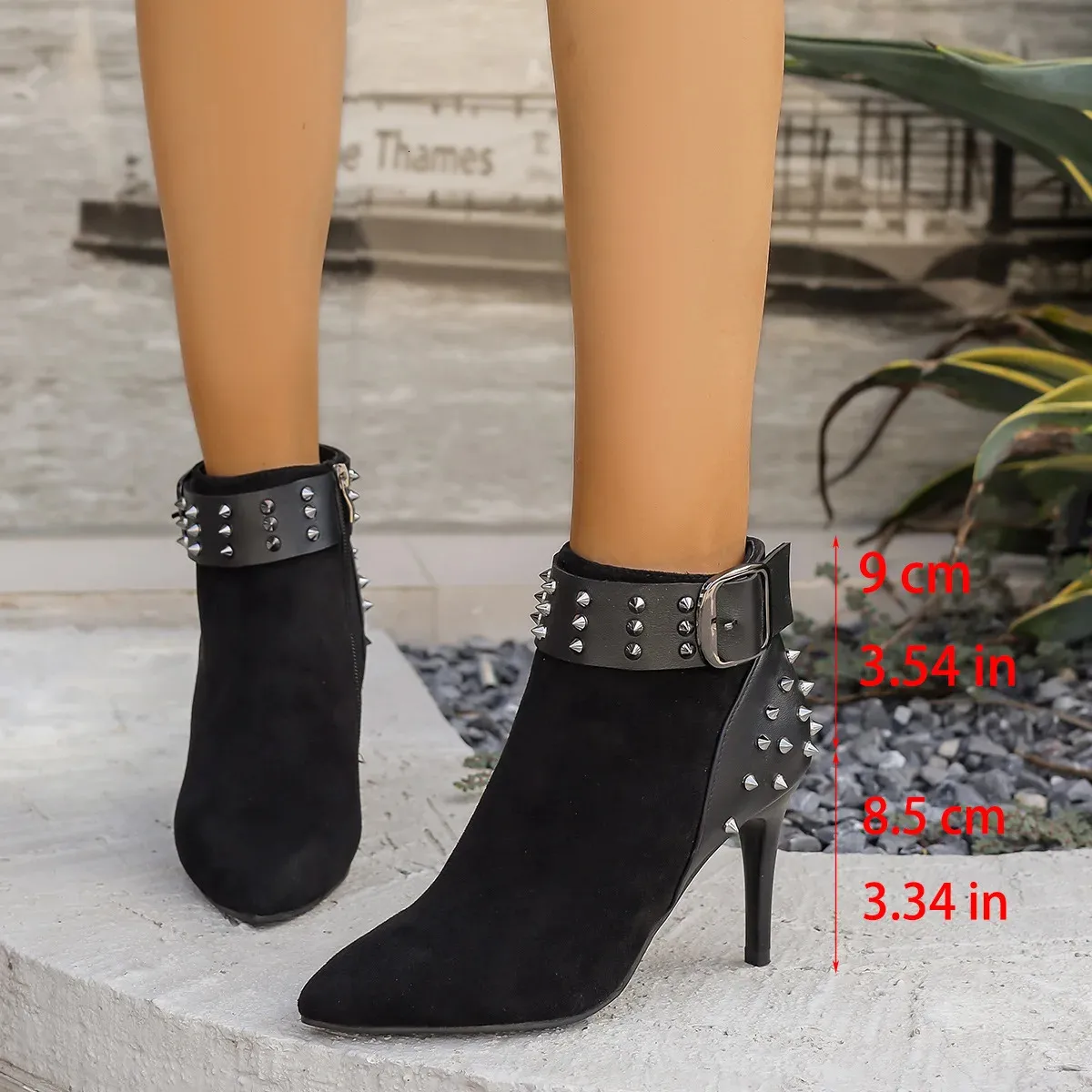 Spitze Stiletto High Heels Stiefeletten Elegant Modisch Schick_voghion.com