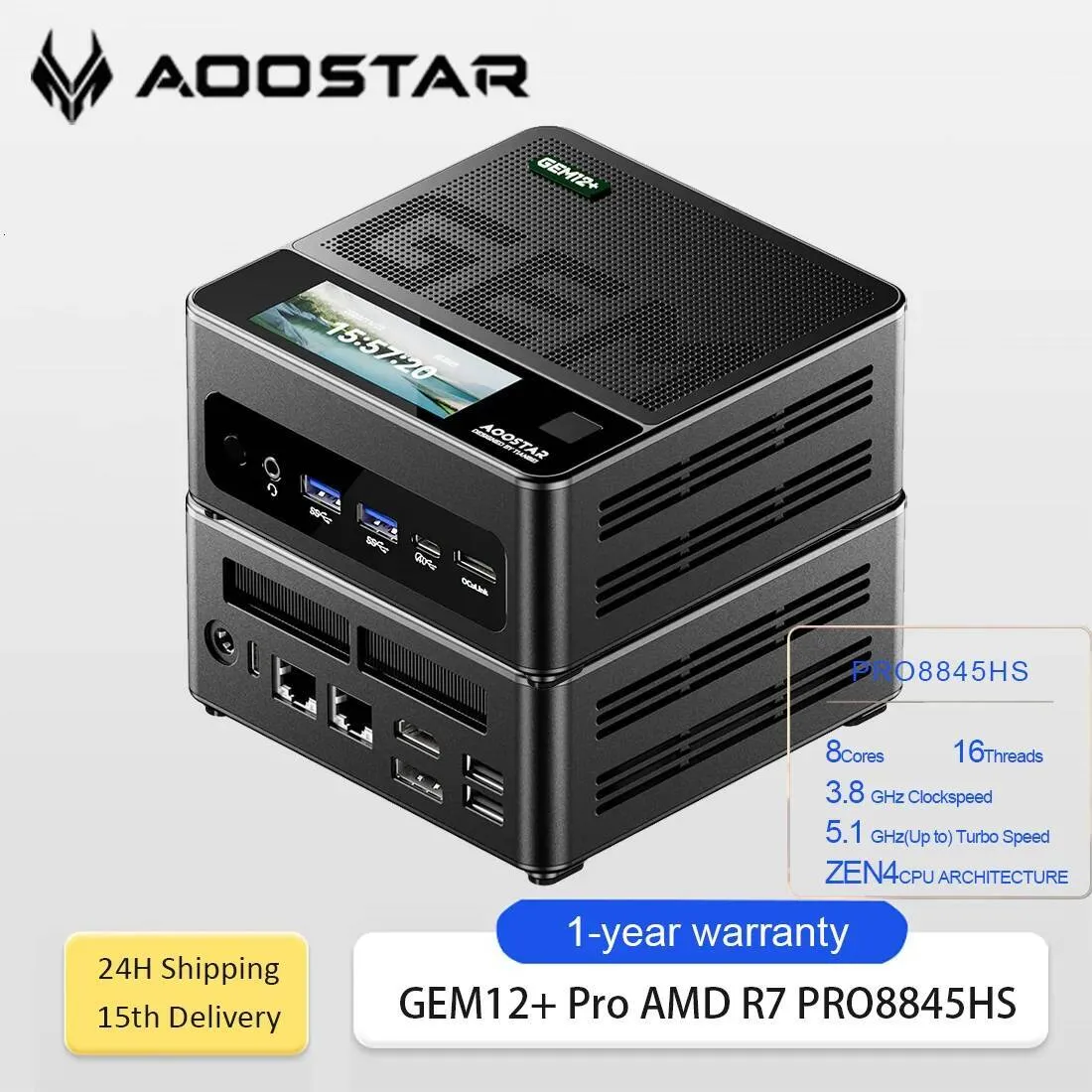 Amazon.co.jp: AOOSTAR GEM12+ミニPC Ryzen 7 Pro 8845HS 32GB DDR5 1TB PCIe 4.0 SSD, Mini PC 2つのUSB4 /2つのSSDインターフェイス /2つの2.5G LAN /4つのUSB /4画面同時出力 WiFi6 Bluetooth5.2（指紋ロック解除と小さな画面はありません） (GEM12+PRO 8845HS 32GB+ ... | AOOSTAR GEM12+ ProミニPC Ryzen 7 Pro 8845HS 32GB DDR5 1TB PCIe 4.0 S | AOOSTARのストアを表示