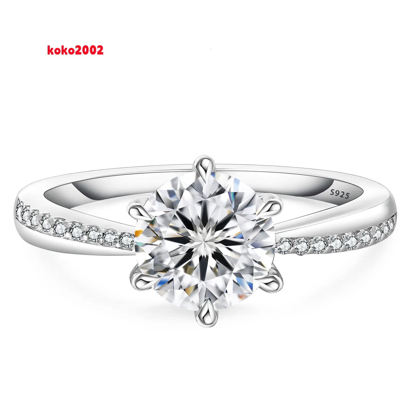 UHIBROS Anillos De Moissanita Para Mujer, Anillos Solitarios De Compromiso De 1 CT Color D, Claridad VVS1, Anillos De Promesa Para Mujer, Plata De Ley 925 Con Chapado En Oro De