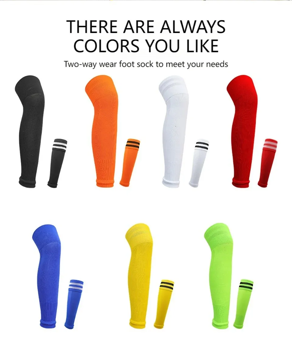 3 Paires Chaussettes Protection Tibia Football Sans Orteils - Enfants Respirantes Confortables Noir Bleu Rouge