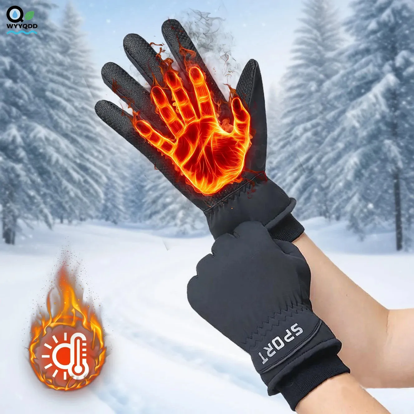 Damen Winter-Fäustlinge Wasserdicht & Touchscreen-tauglich – Rutschfeste Handfläche, Verlustsicher Durch Verbindungsband