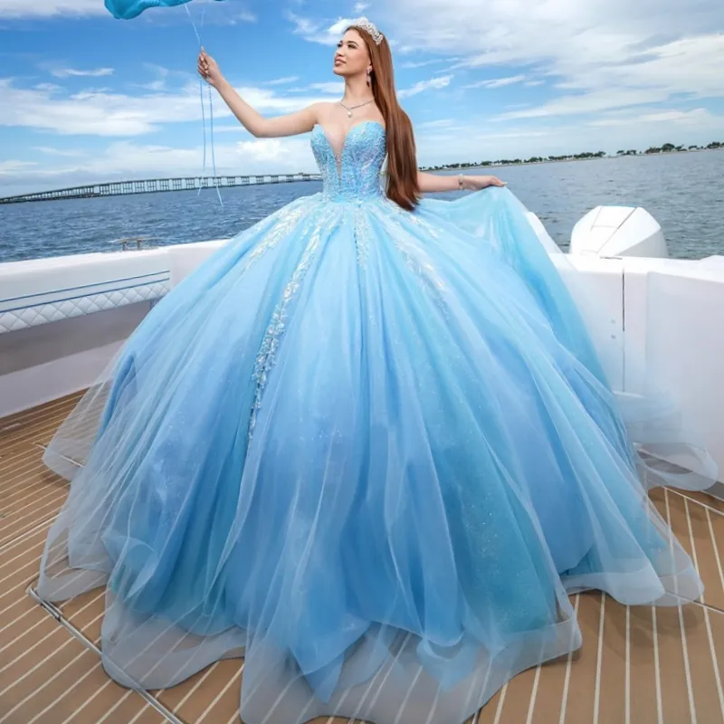 Sky Blue Shiny Quinceanera Dress Ball Gown Off The Shoulder Applique Lace Beading Tulle Party Birthday Sweet 16 Dress Vestidos 15 De Anos from Dhgate Quinceanera Dresses - price 279.24 Sky Blue Shiny Quinceanera Dress Ball Gown Off The Shoulder Applique Lace Beading Tulle Party Birthday Sweet 16 Dress Vestidos 15 De Anos from Dhgate Quinceanera Dresses - price 279.24