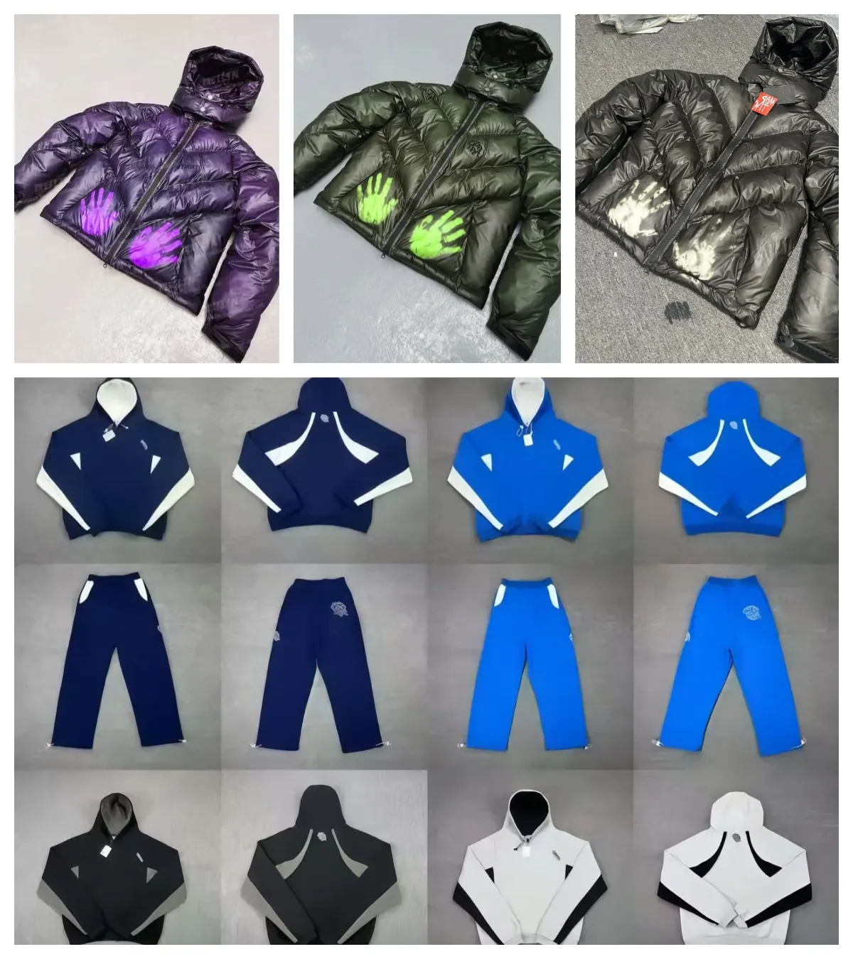 Mens Cotton Blend Fleece Jogger Tracksuit, Hooded Zipper Jacket 