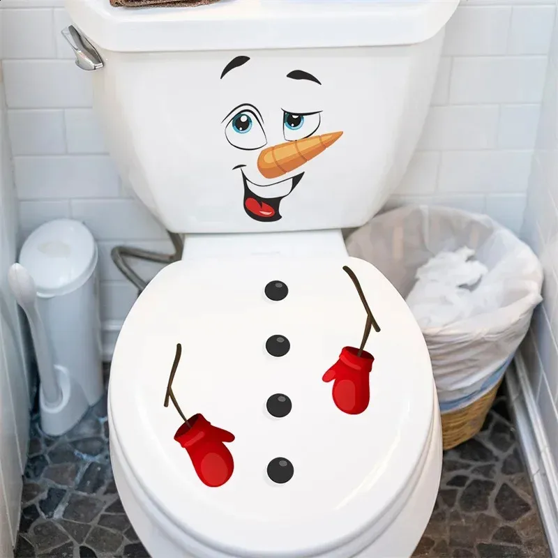 Autocollant WC Renne Noël - Déco De Salle De Bain Amovible En PVC étanche - 29x29 Cm - Pour Couvercle De Toilette Ou Porte