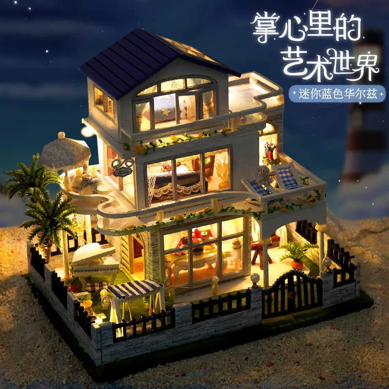 Miniature Dollhouse Furniture DIY Dollhouse Kit: Wooden Villa