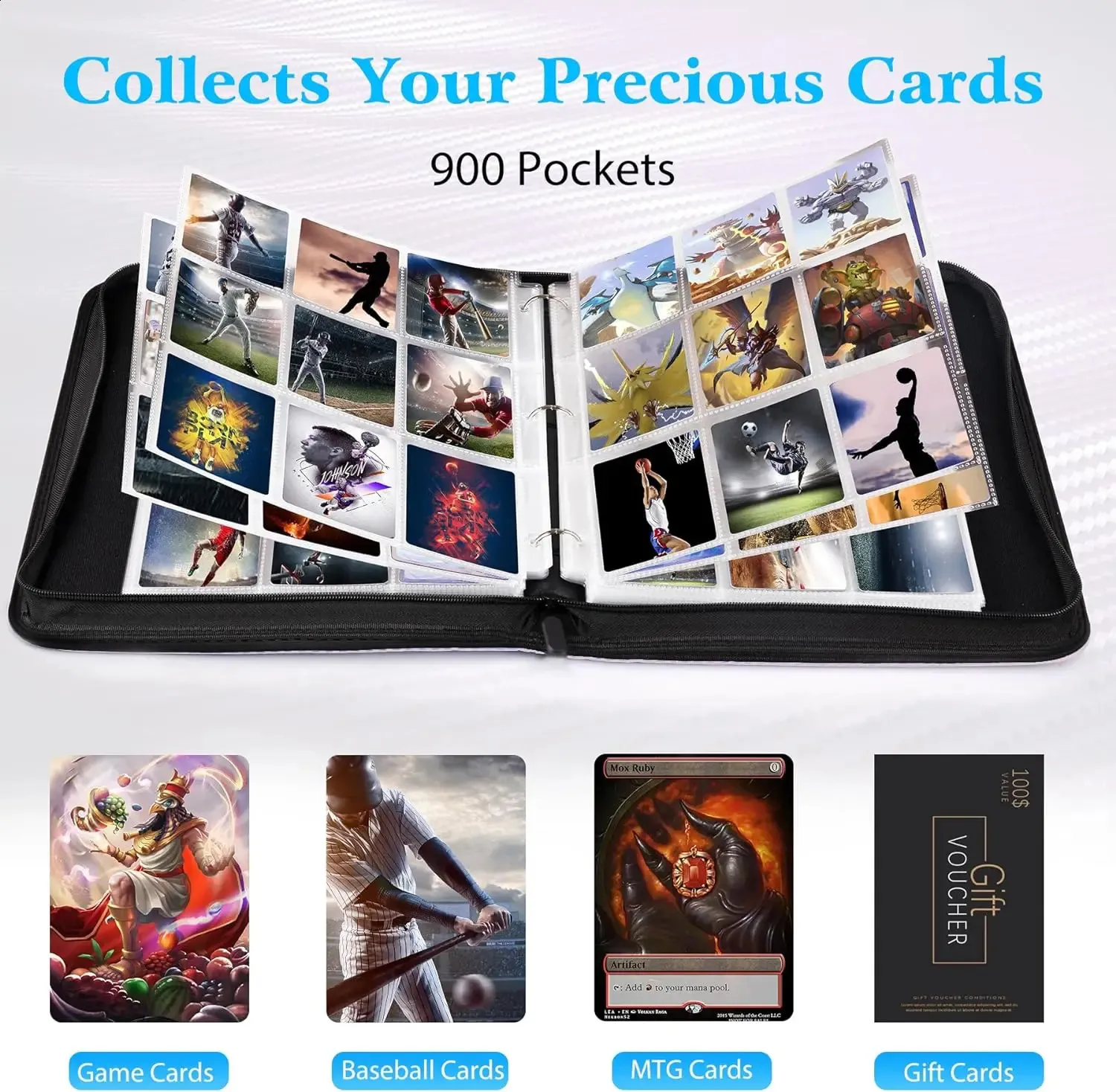 card guard binder 900 Guardian - 9 Pocket Premium with Zipper for 360 Cards The binder stays closed securely due to the high quality zipper closure Cardguard Premium 3Ring 3 Card