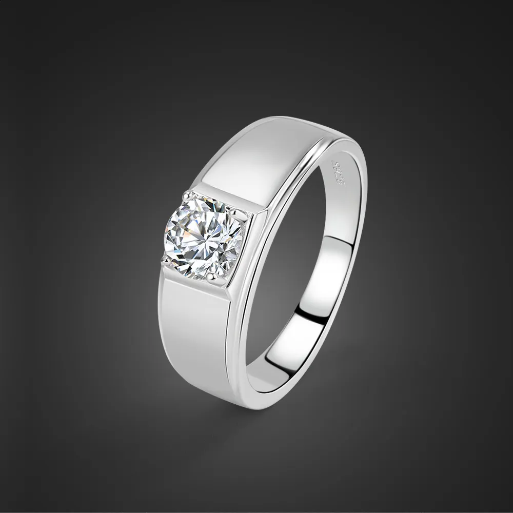 925 Sterling Silver Engagement Rings For Men, D F Color