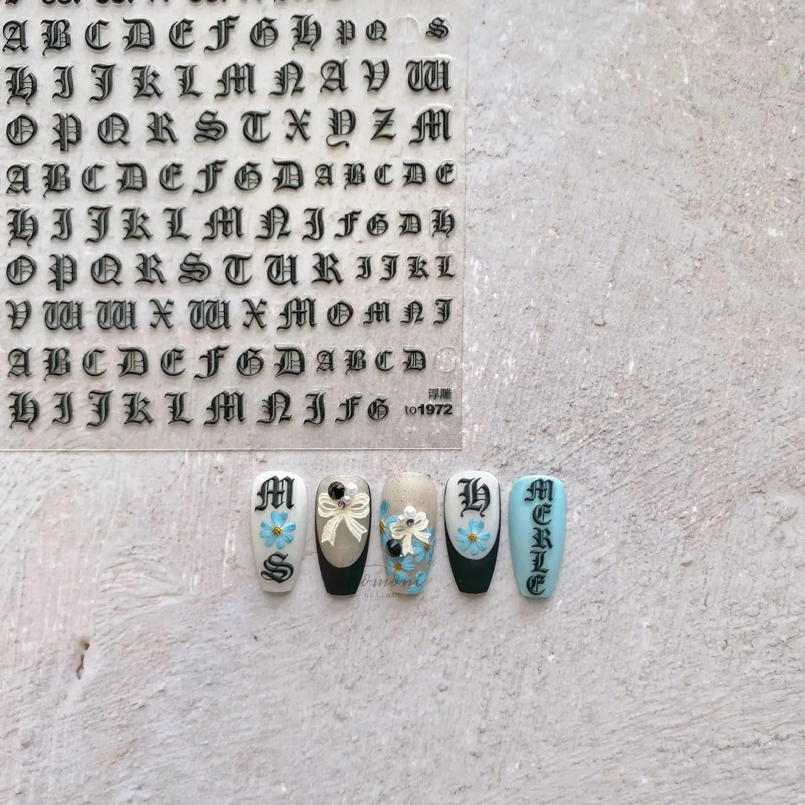 Lettres Anglaises Gothiques Noires Et Blanches, Autocollants Auto Adhésifs  En Relief 5D Exquis Pour Nail Art, Décoration Dongles De Haute Qualité  251021 Du 4,74 € | DHgate, image size:1600x1600