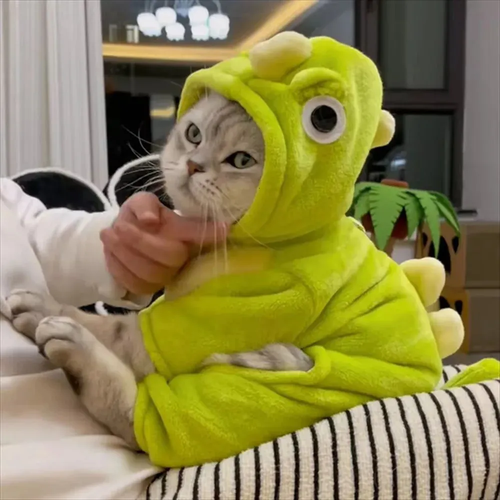 Felpa con cappuccio per cucciolo di dinosauro, traspirante, costume di Halloween per cani e gatti di piccola taglia