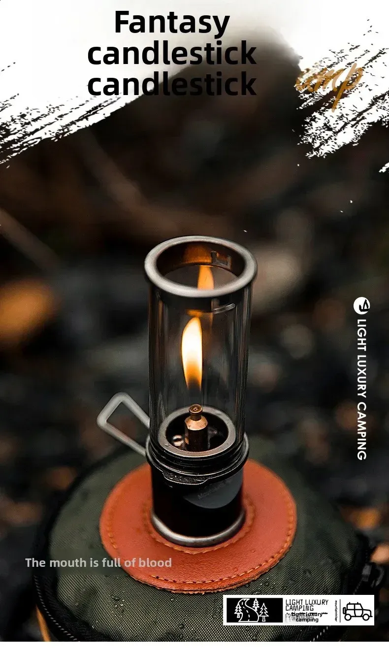 Dreamlike Adjustable Gas Lantern – Heat-Resistant Glass, Aluminum/Copper/Steel Build, Compact Camping & Hiking Candle-Style Light