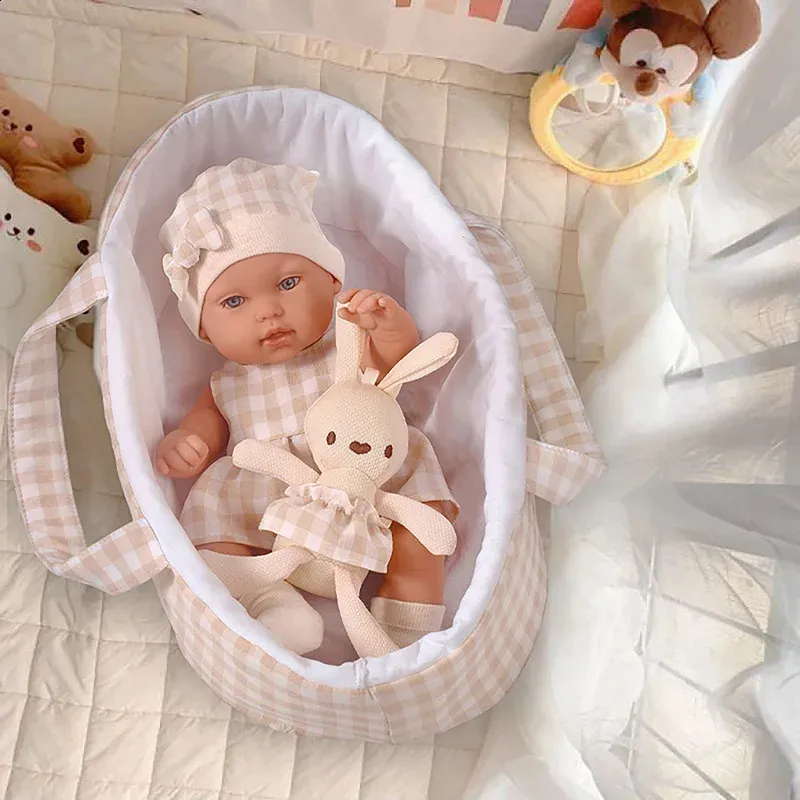 Baby Doll 14Inch35CM Clothes Cute Rabbit With Sleeping Basket Bebe ...