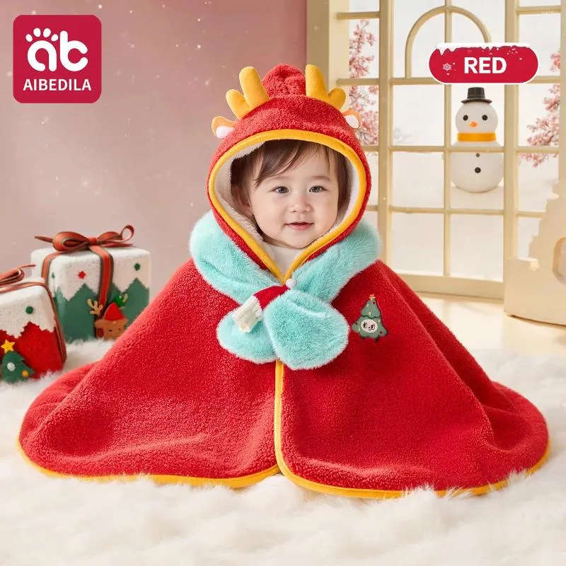 Jackets AIBEDILA Cute Christmas Elk Plush Baby Coat Warm Soft