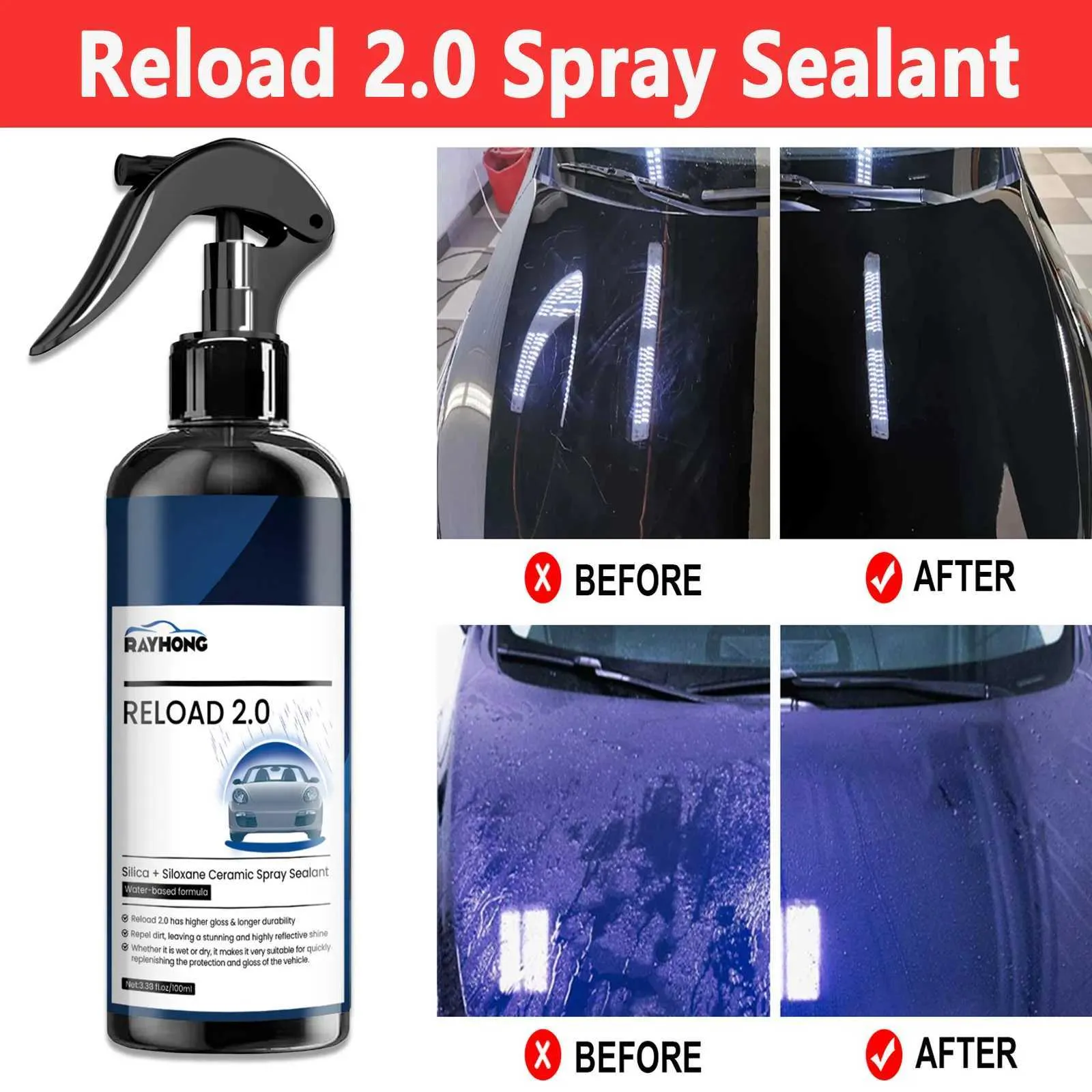 High Gloss Silica Ceramic Lacquer Coating For Cars Reload 20 Spray ...