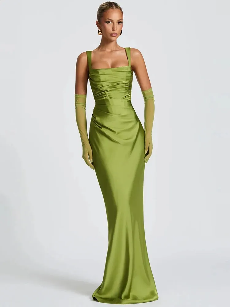 maxi bodycon satin dress A&A Luxen Satin Maxi Bodycon Dress, Navy Blue / S
