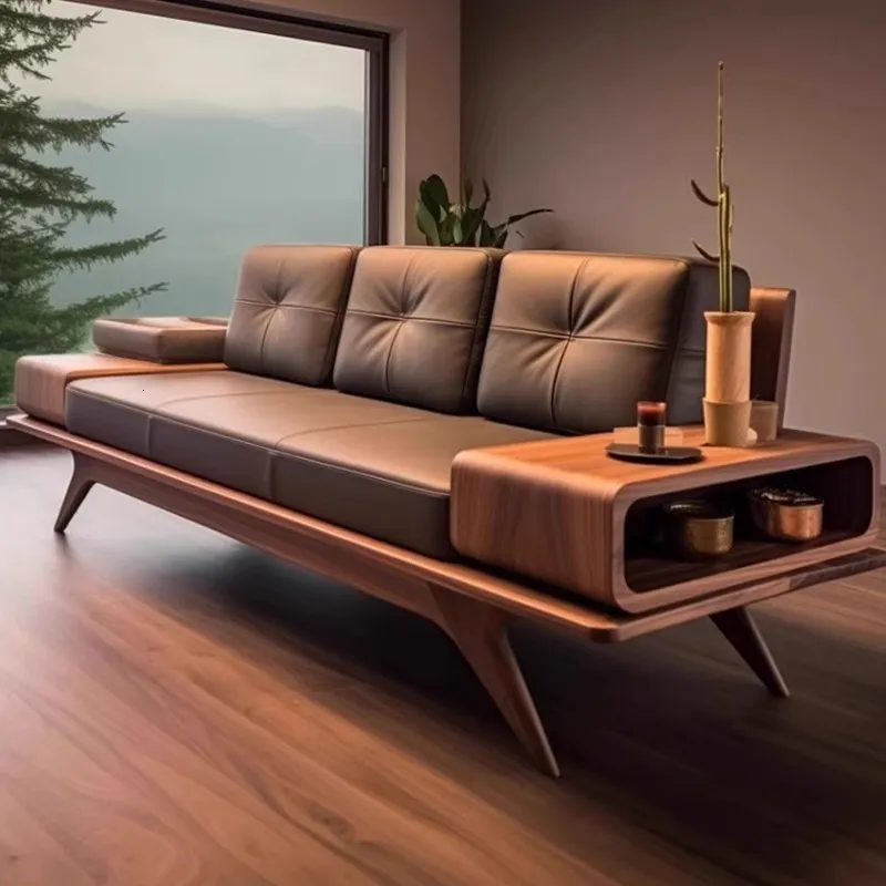Brand Black Walnut Solid Wood Genuine Leather From Srxmsyjj