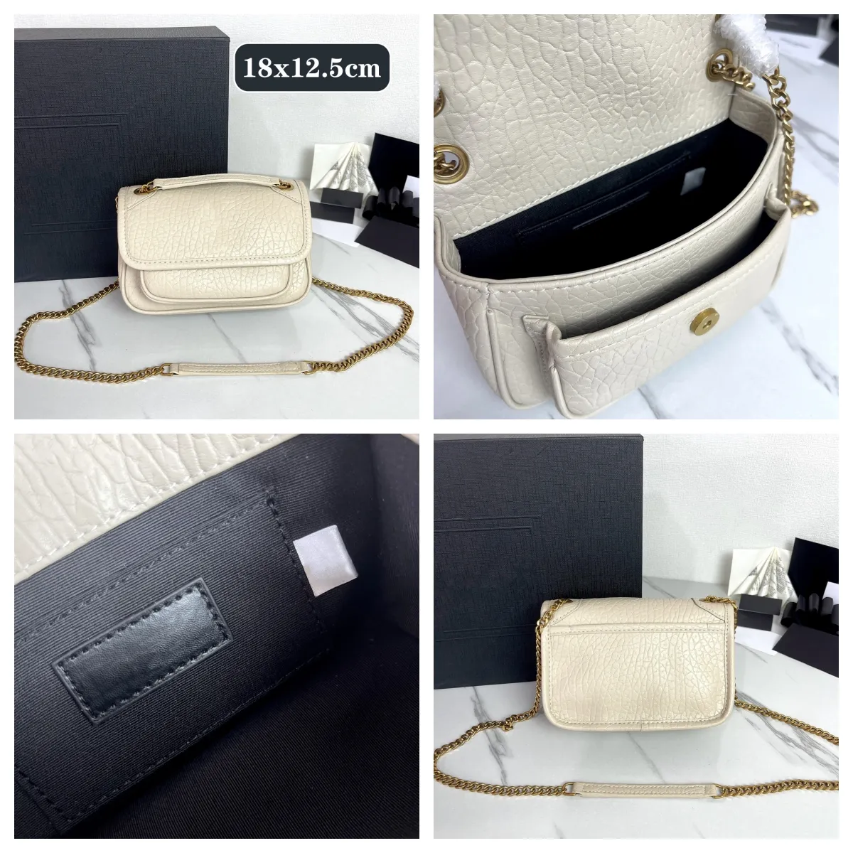 Designer schoudertas voor dames witte bucket bag met ketting_voghion.com