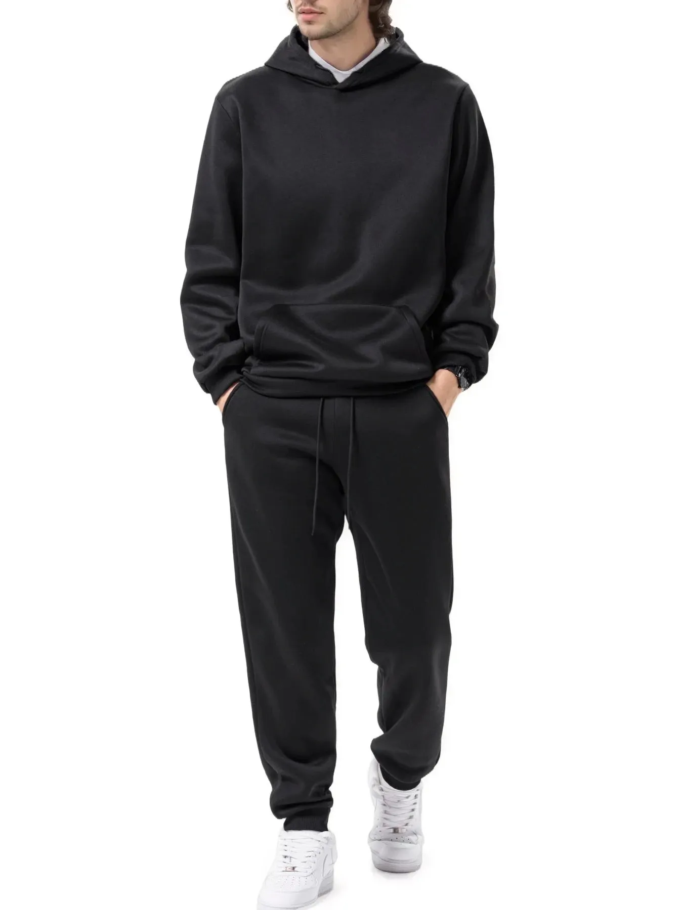 Ensemble Sweat Survêtement 2 Pièces Homme - Sweat à Capuche Et Pantalon, Polaire Chaude, Coupe Ample - 6