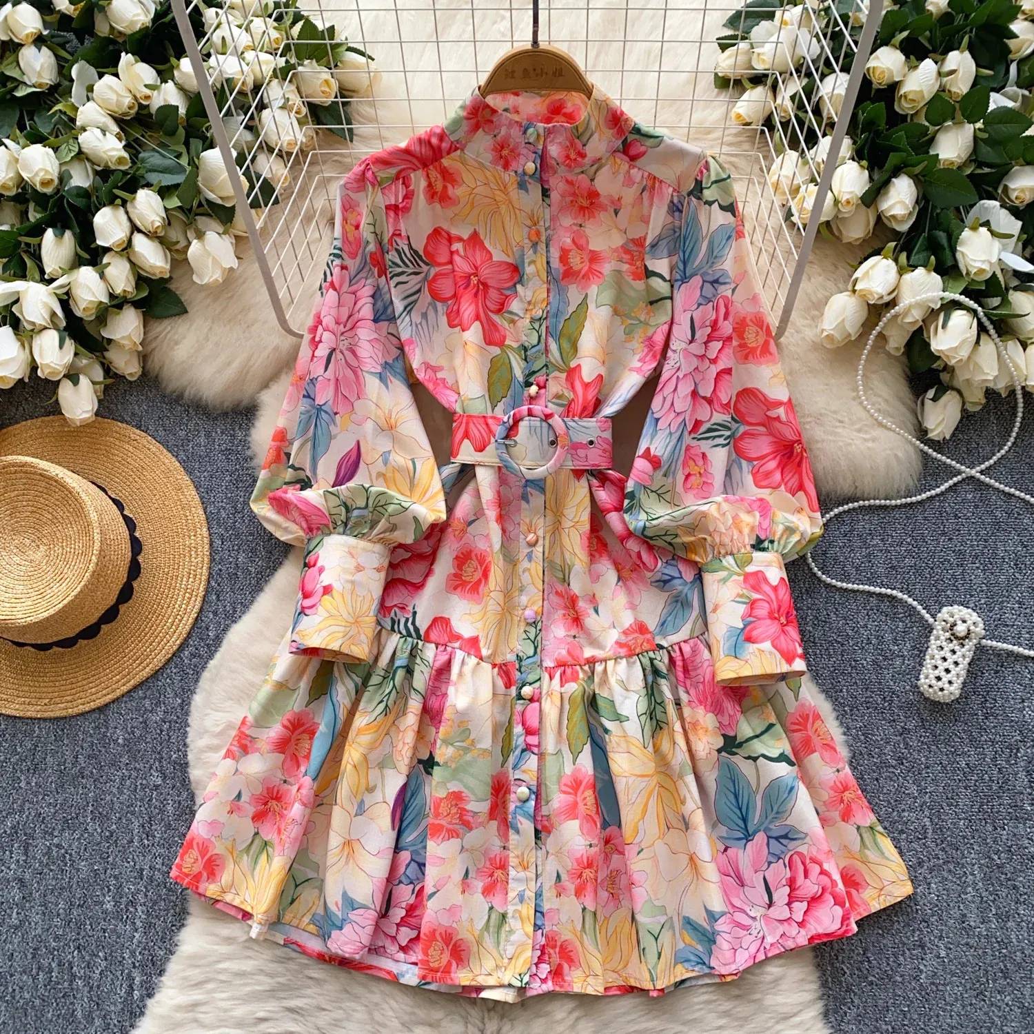 chinese dress ladies Hale Bob Dresses | Hale Bob Hayden Floral Tie-Waist Midi Linen Dress in Pink & Yellow | Color: Pink/Yellow | Size: M