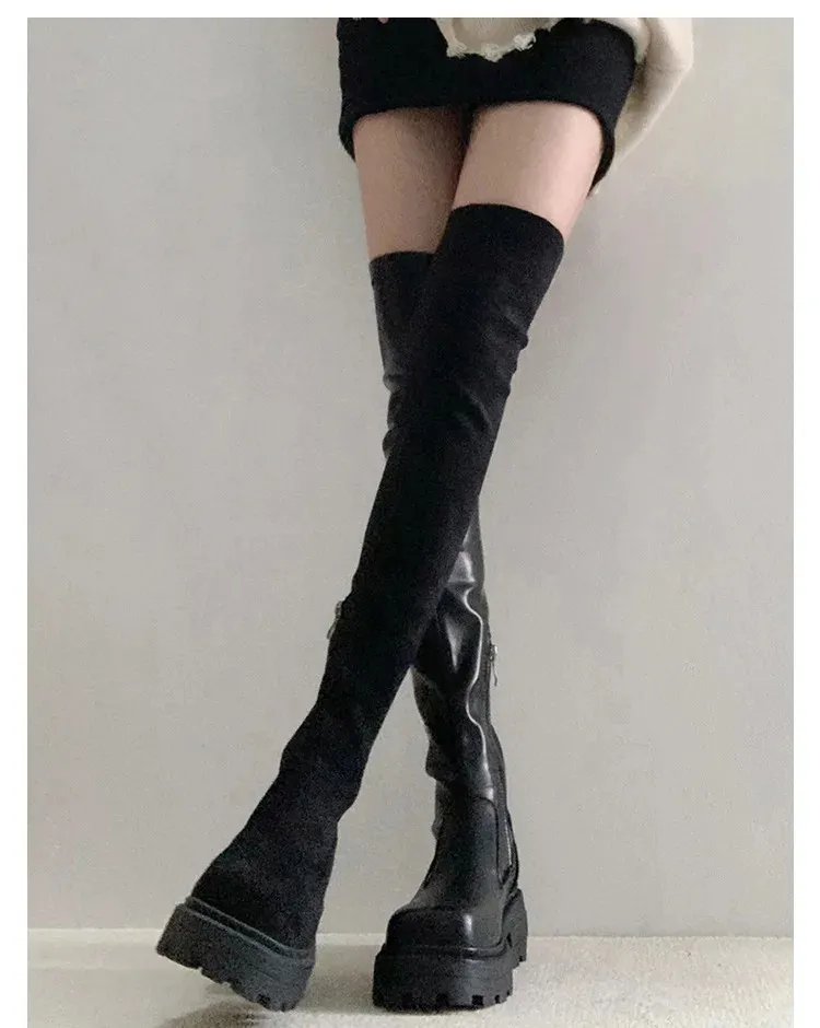 Damen Overknee Stiefel Mit Absatz Für Herbst Und Winter_voghion.com
