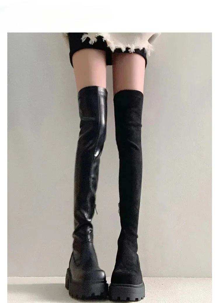 Damen Overknee Stiefel Mit Absatz Für Herbst Und Winter_voghion.com