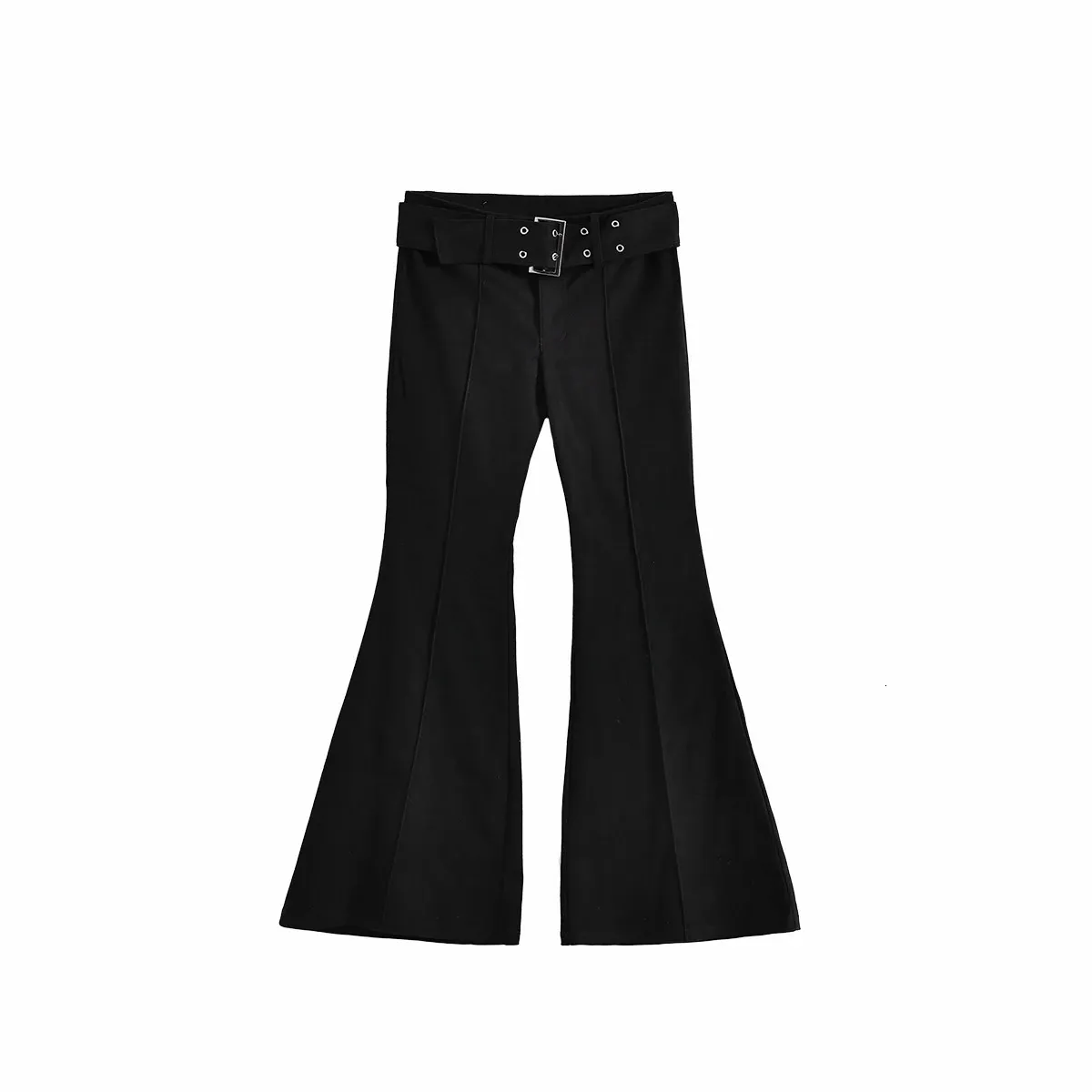 Womens Black Flare Pants Y2k Retro Emo 2000s From Jiao02