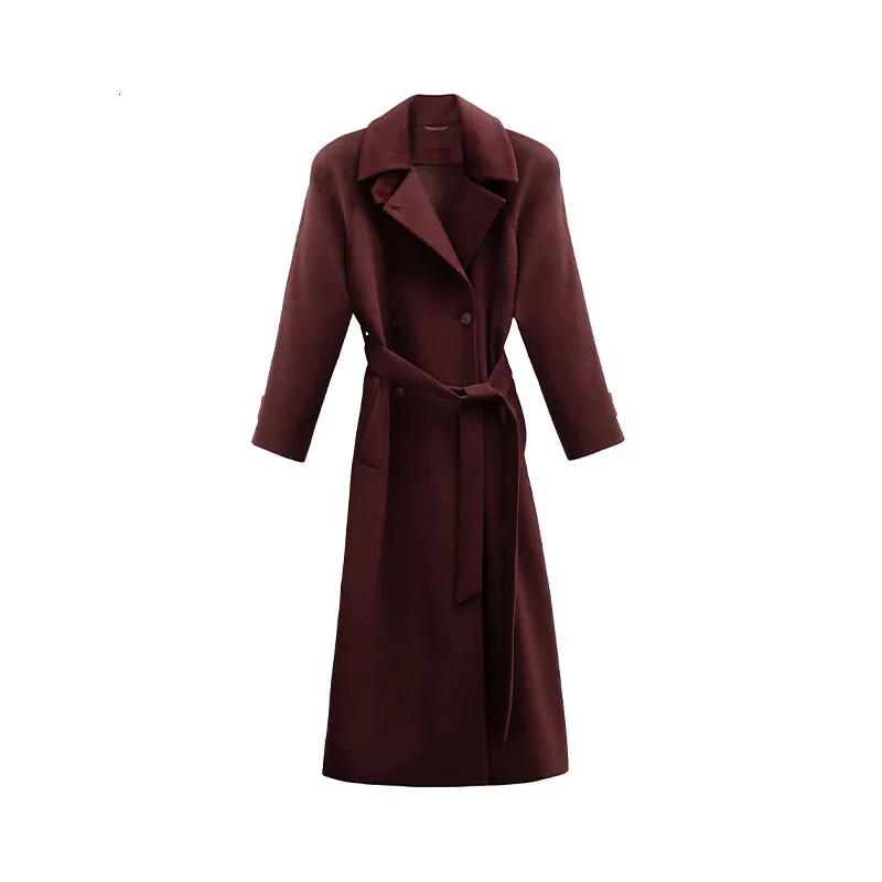 YMING Cappotto Invernale Donna Lungo, Doppio Petto, Con Cintura – Elegante, In Misto Lana, Taglio Slim