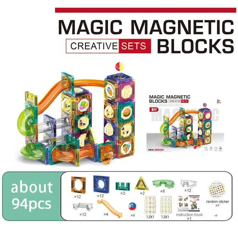 DIY 3D Magnetic Track Building Blocks Set Chute Balls Run Tracks Puzzle ...