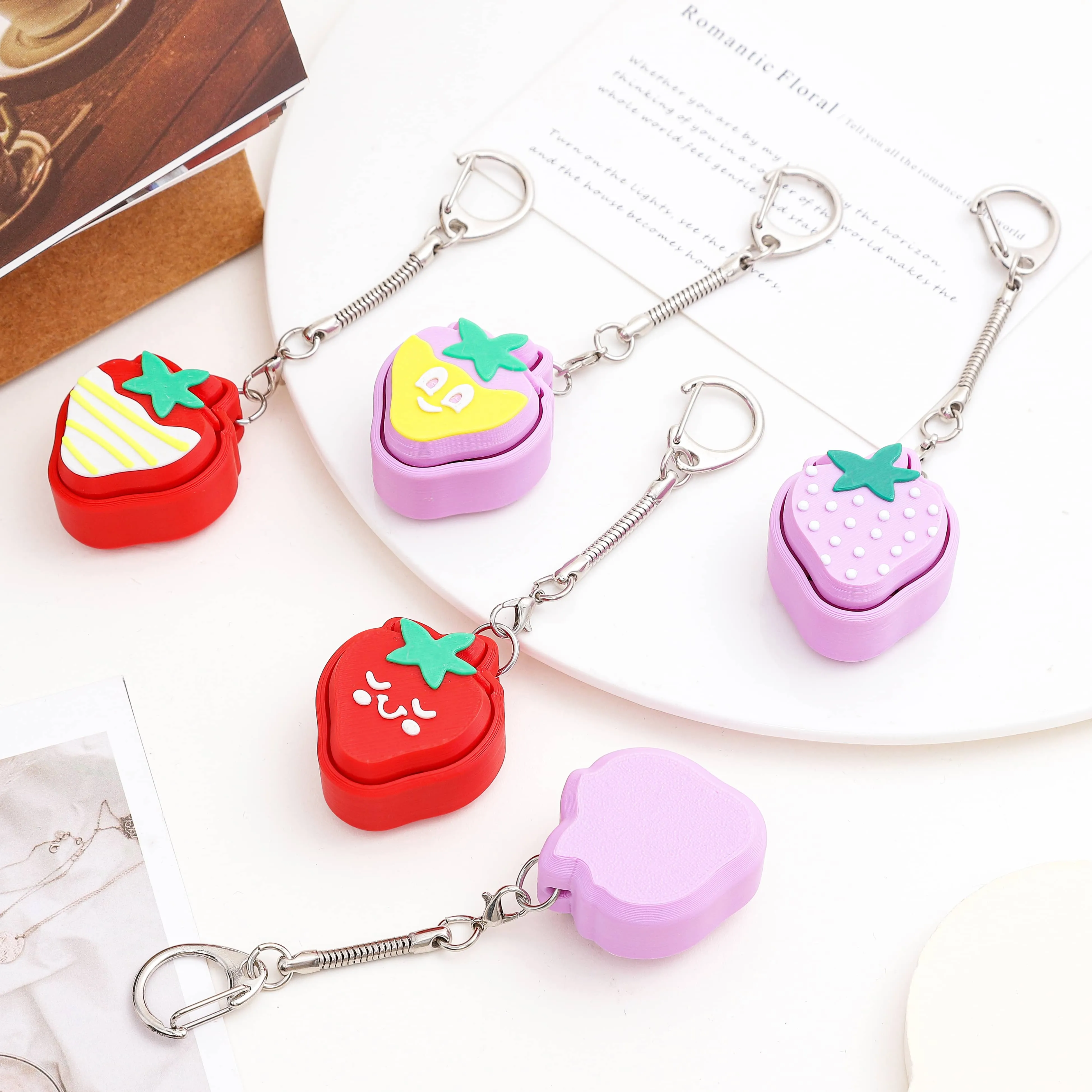 3D Printed Strawberry Shaped Zinc Alloy Keychain ... From Danjoyfidgets ...