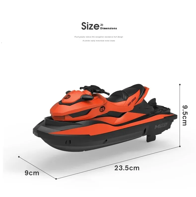 Mini Jet Ski RC Invento 135 Mm – 2,4 GHz, Batterie Li-Po, LED, Turbo, 15 Min Portée – Dès 8 Ans